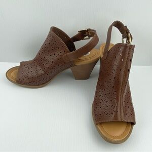 Dr. Scholl's Heels Open Toe Block Heeled Shoes Adjustable Strap Size 9